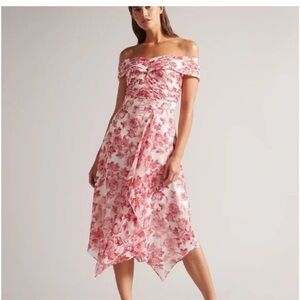 Ted Baker size 8 Floral Off-Shoulder Dress like new